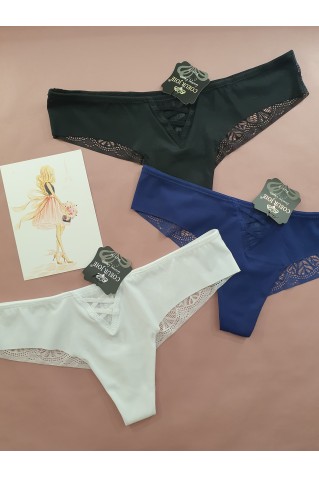 Трусики бразилиана из микрофибры и тонкого кружева Coeur Joie 1919